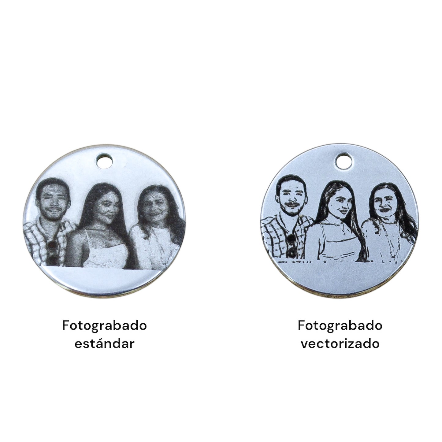 Llavero o collar personalizado para "papá" o "mamá" medalla circular con hijos animados