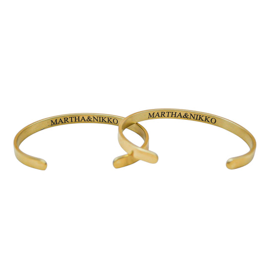 Dúo de brazaletes personalizados acero inoxidable ajustables