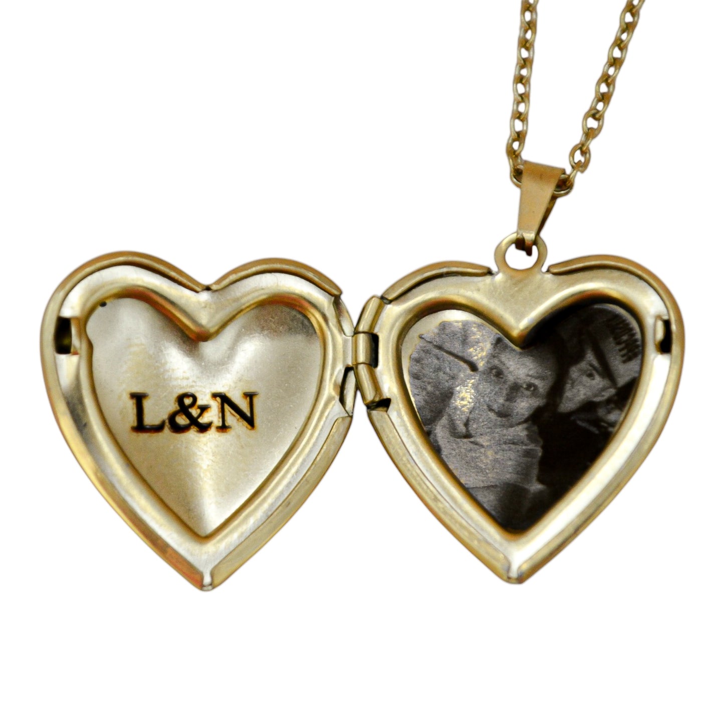 Collar o llavero relicario corazón con fotograbado