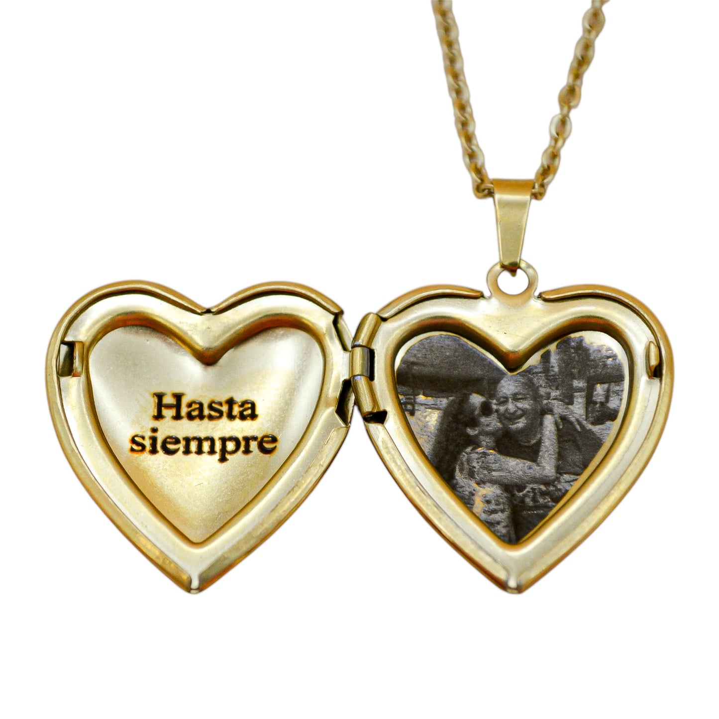 Collar o llavero relicario corazón con fotograbado