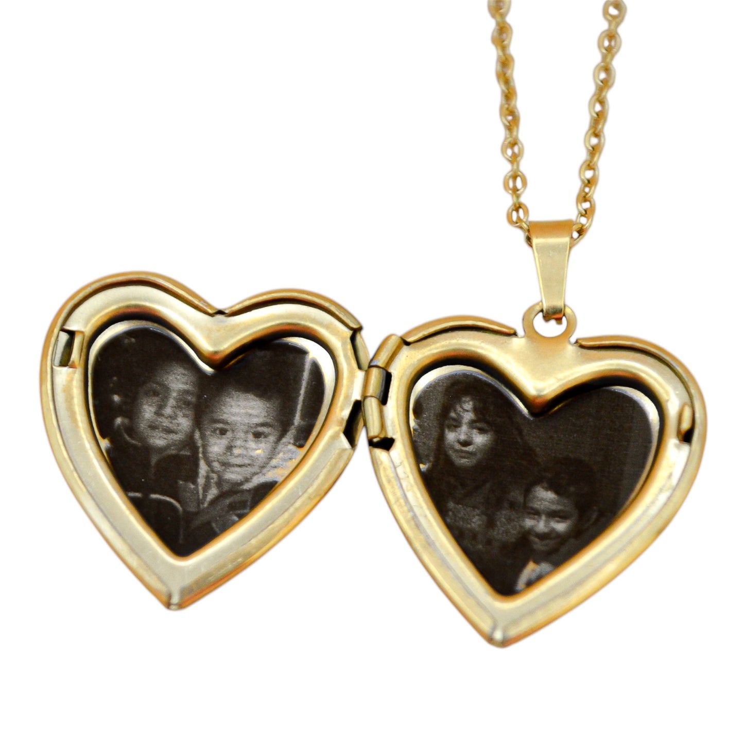 Collar o llavero relicario corazón con fotograbado