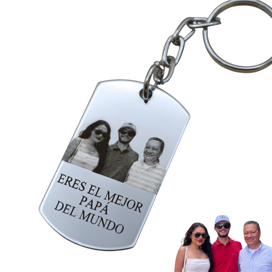 Llavero o collar personalizado placa militar con fotograbado y/o texto acero inoxidable