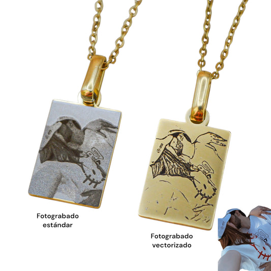 Collar o llavero personalizado rectangular con fotograbado