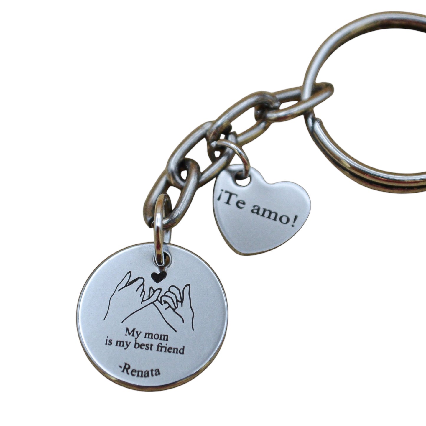 Collar o llavero personalizado "My mom is my best friend" acero inoxidable