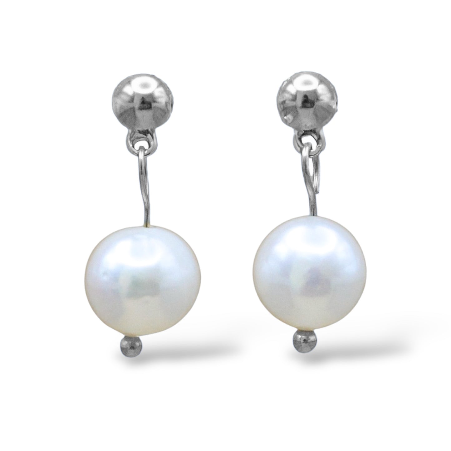 Aretes silver con perla de río colgante