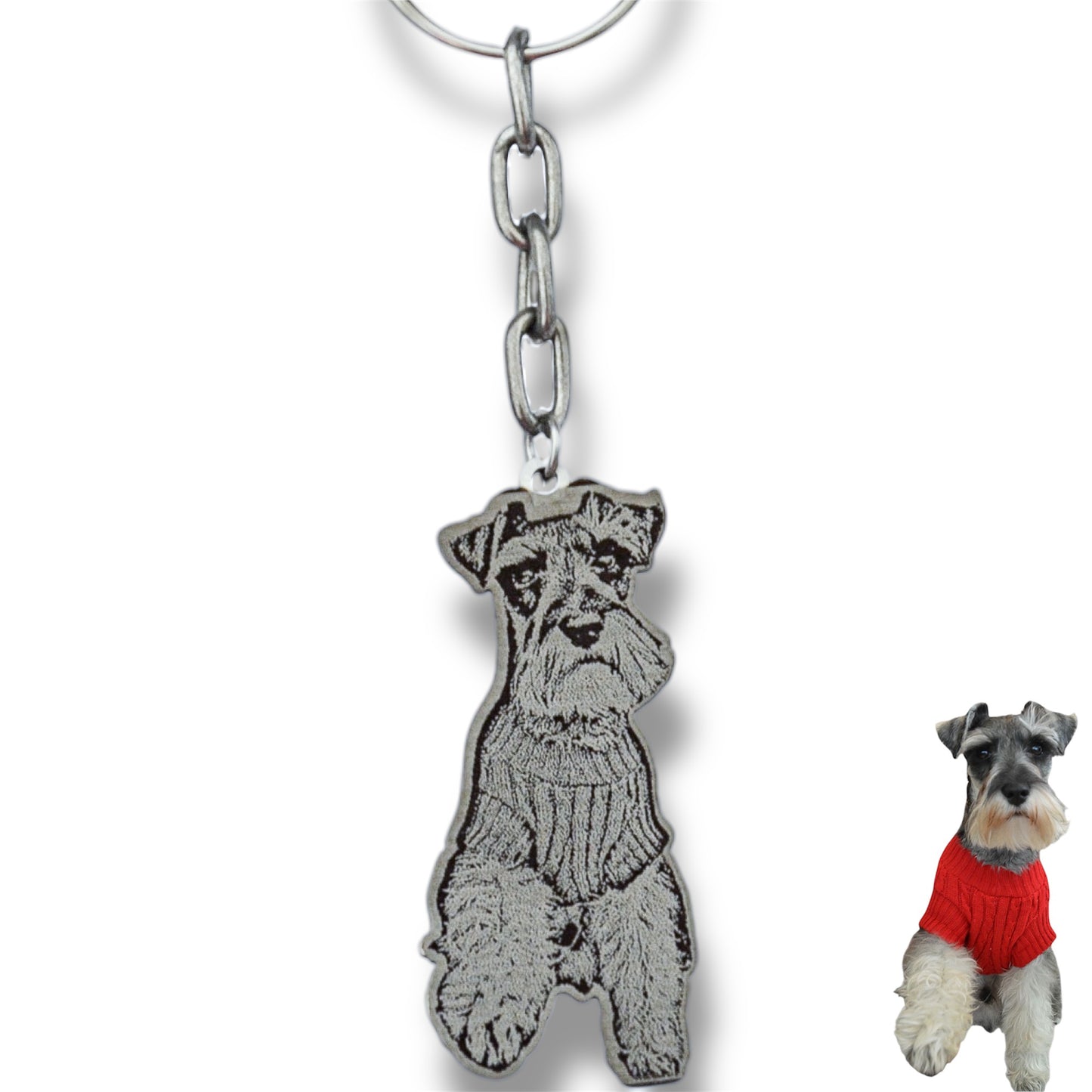 Llavero silueta real de tu mascota - Cuerpo completo (Fotograbado vectorizado)