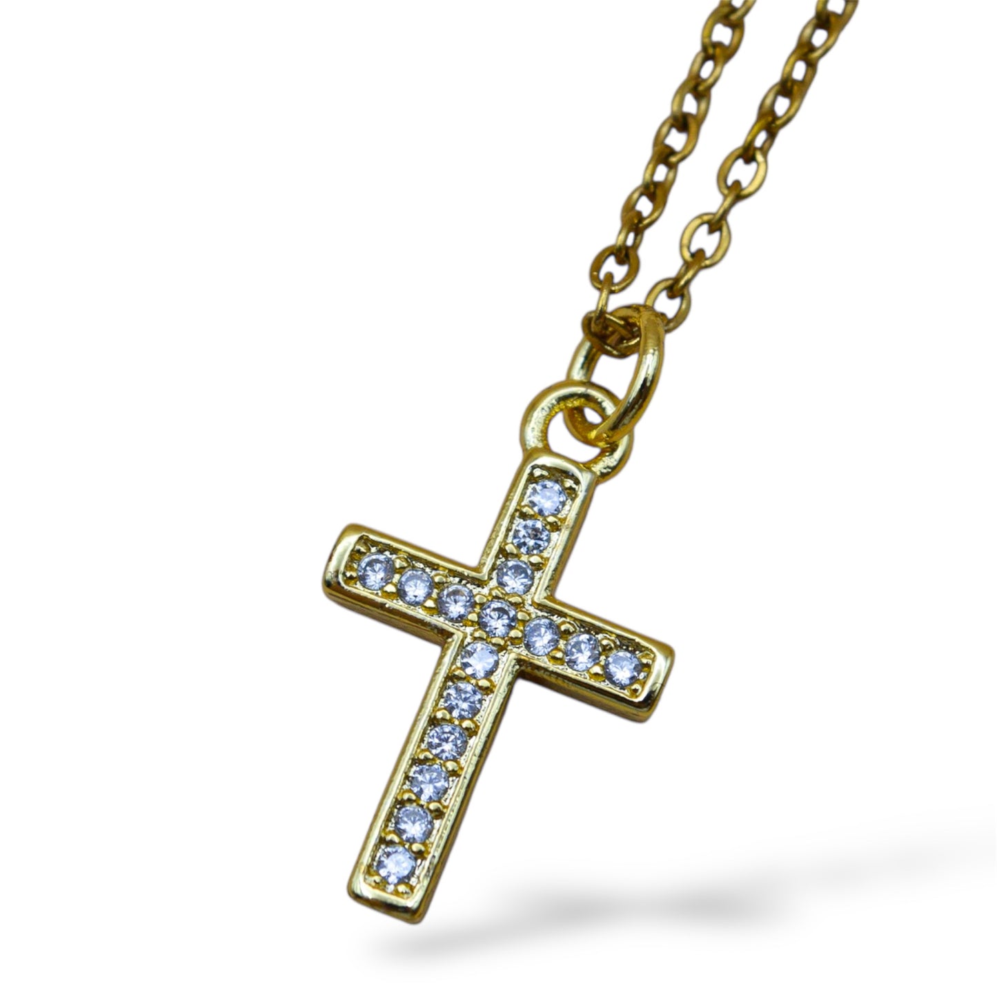 Collar cruz cuadrada con zirconias