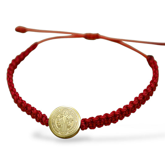 Dúo de pulseras San Benito tejidas - Acero inoxidable dorado