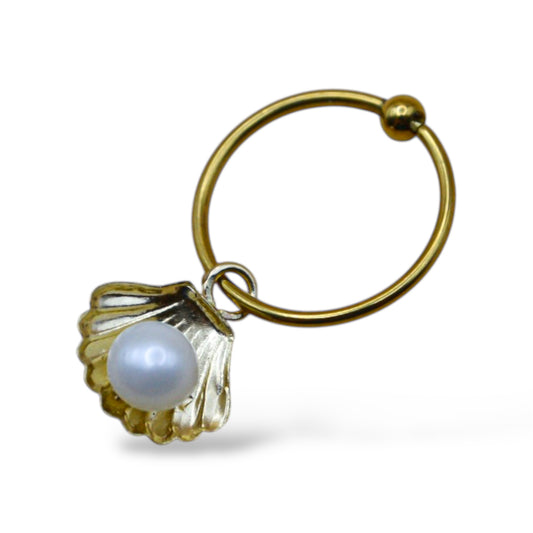 Piercing almeja con perla - Oro 10K