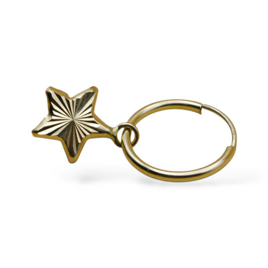 Arracada con dije estrella diamantada - Oro 10K
