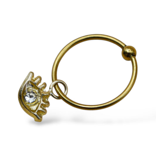 Piercing ojito pestañas con zirconia natural - Oro 10K