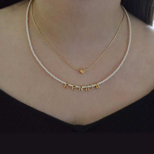 Choker personalizado con chaquiras y letras mini gold