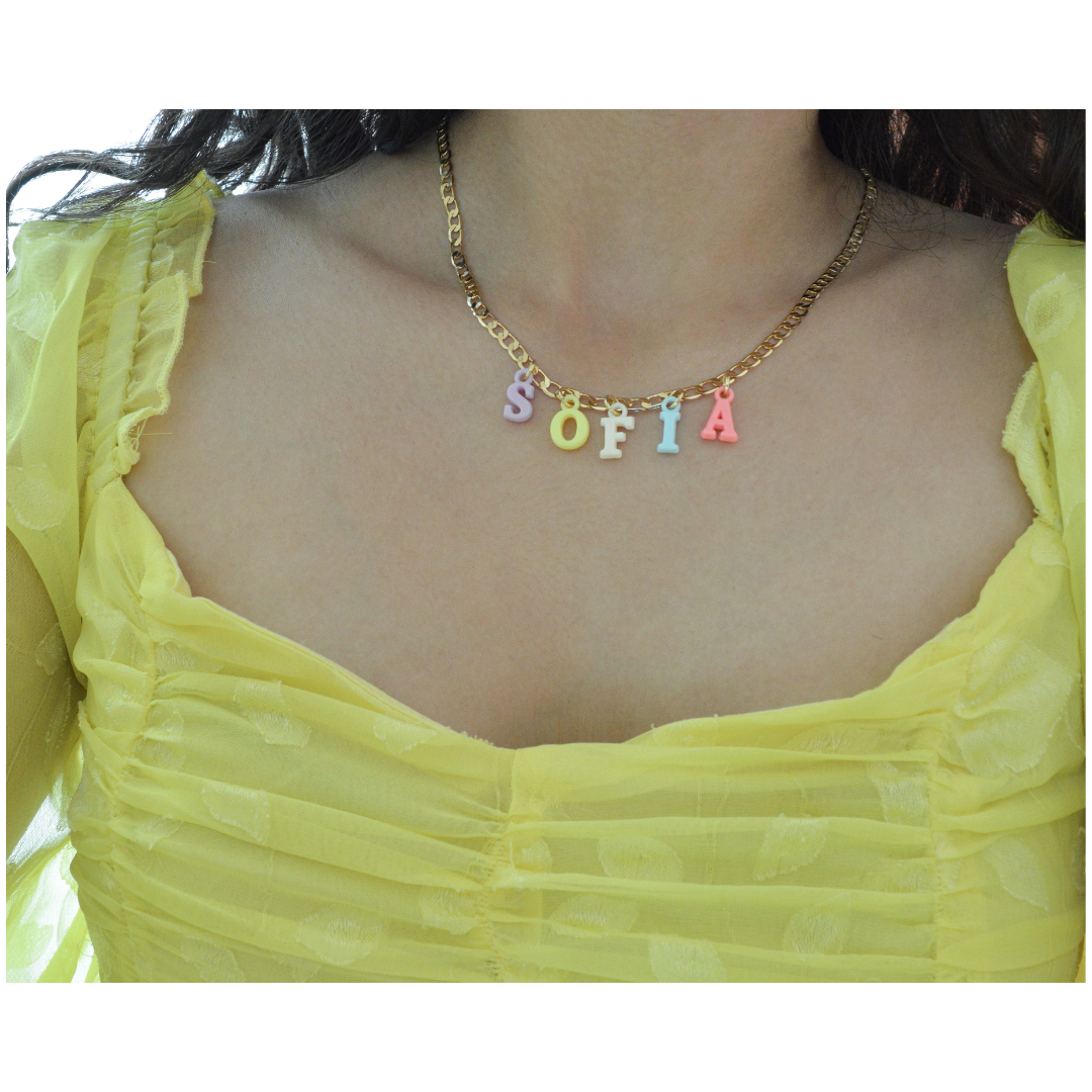 Collar personalizado letras colgantes colorful
