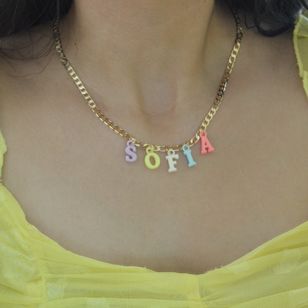Collar personalizado letras colgantes colorful