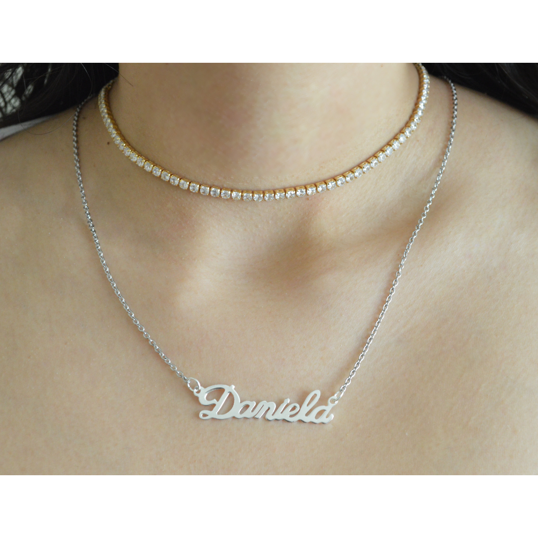 Collar personalizado entrelazado silver acero inoxidable