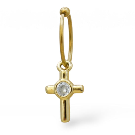 Piercing cruz mini zirconia al centro