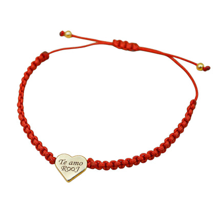 Pulsera personalizada tejida con corazón grande