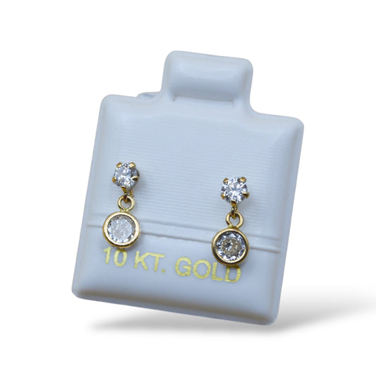 Broquel zirconia con bicel zirconia colgante - Oro 10K