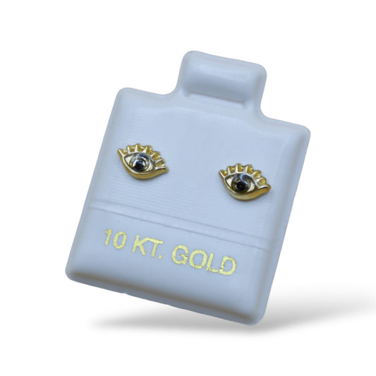 Broquel ojito pestañas con zirconia negra - Oro 10K