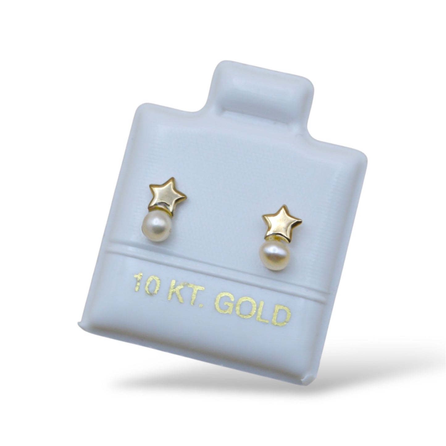 Broquel estrella mini con perla natural - Oro 10K