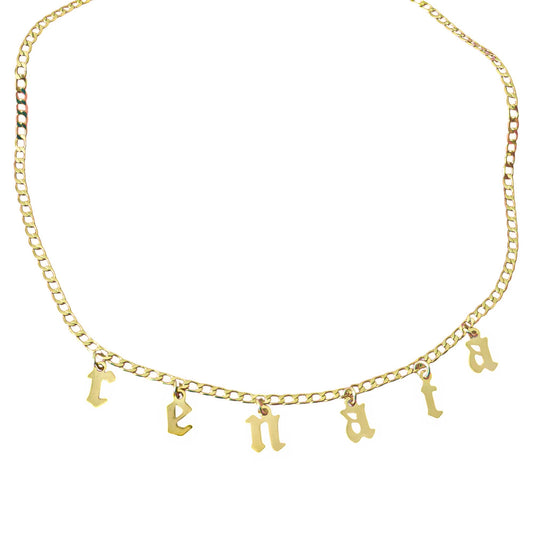Collar personalizado letras colgantes góticas gold