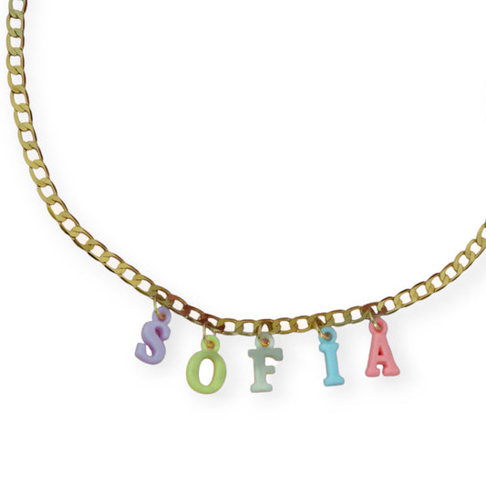 Collar personalizado letras colgantes colorful