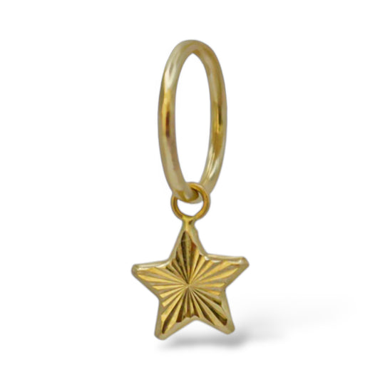 Arracada con dije estrella diamantada - Oro 10K