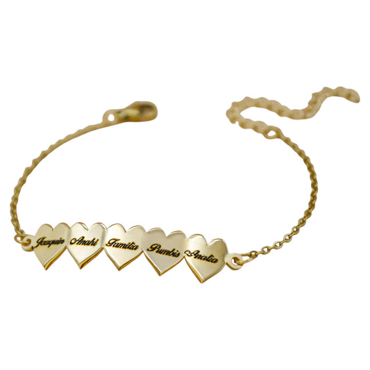 Pulsera family corazones personalizada
