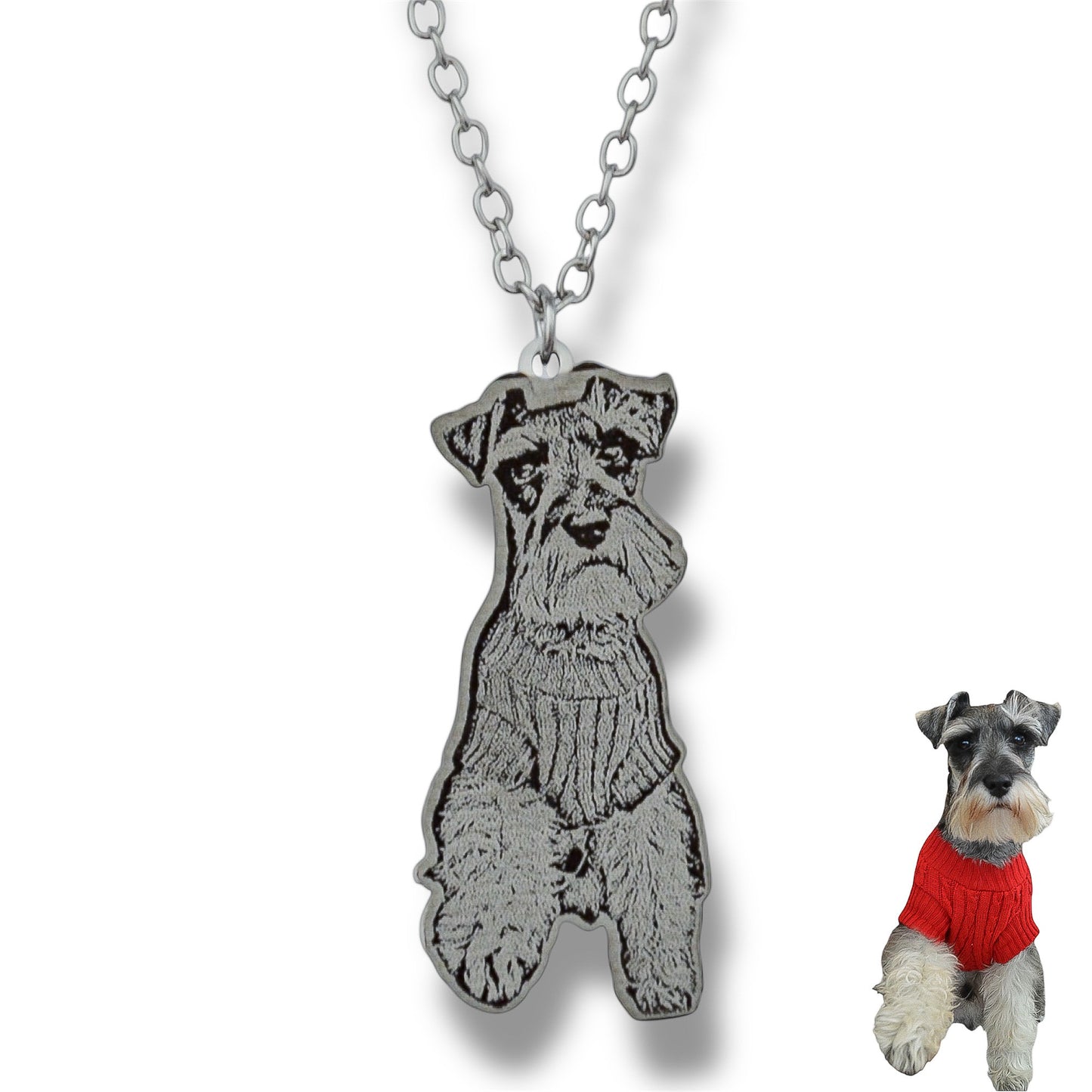 Collar silueta real de tu mascota - Cuerpo completo (Fotograbado vectorizado)