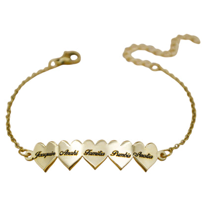 Pulsera family corazones personalizada