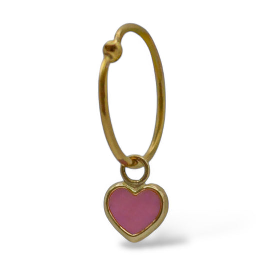 Piercing corazón esmaltado rosa - Oro 10K