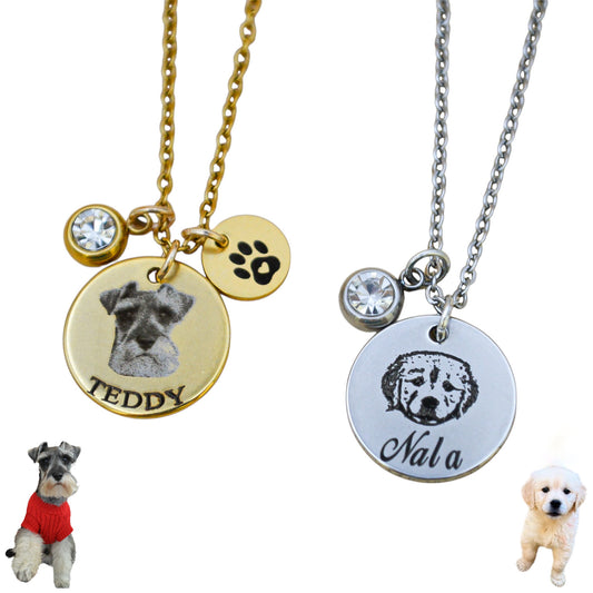 Collar o llavero personalizado con fotograbado de mascota