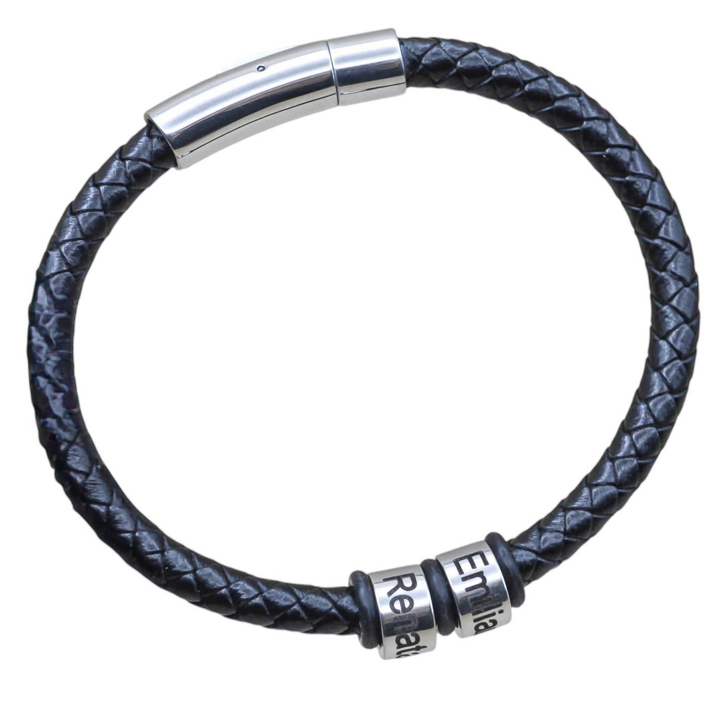 Pulsera de piel con aros personalizados