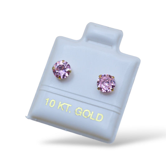 Broquel zirconia rosa mediana - Oro 10K