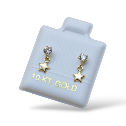 Broquel zirconia estrella mini colgante - Oro 10K
