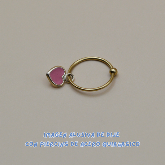 Dijes corazón esmaltado rosa - Oro 10K