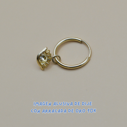 Dije ojito pestañas con zirconia natural - Oro 10K