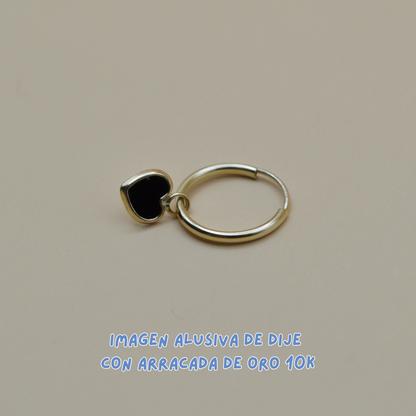 Dijes corazón esmaltado negro - Oro 10K