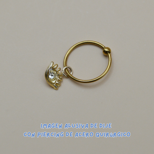 Dije ojito pestañas con zirconia natural - Oro 10K