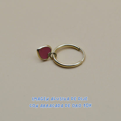 Dijes corazón esmaltado rosa - Oro 10K