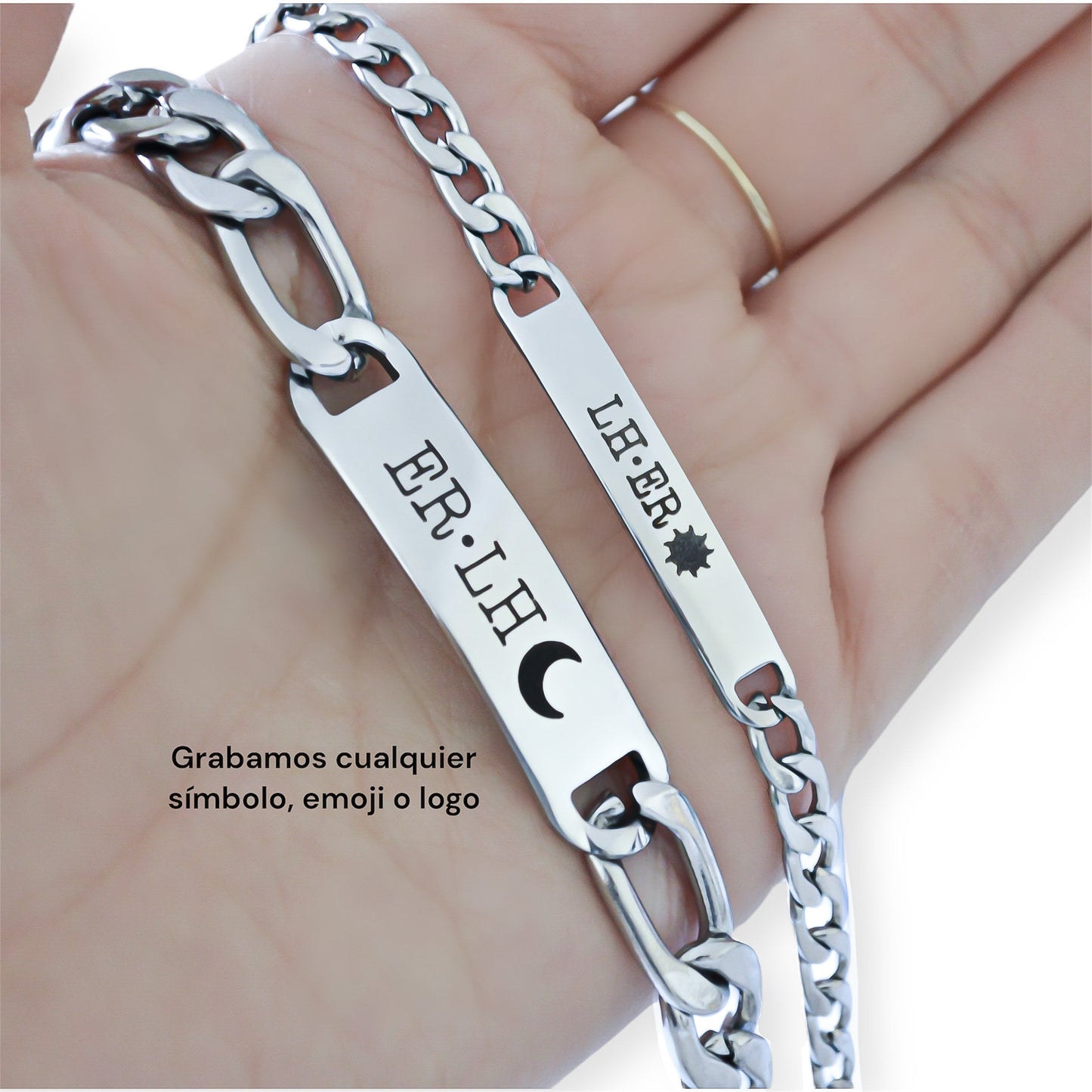 Dúo de esclavas personalizadas acero inoxidable