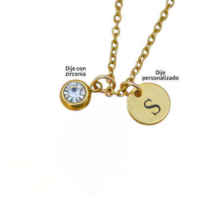 Collar personalizado doble mamá con fotograbado y nombres de hijos