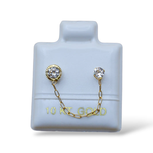 Broquel zirconia con bicel zirconia y cadena - Oro 10K