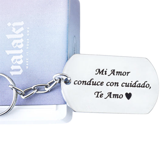 Llavero o collar personalizado placa militar con texto acero inoxidable