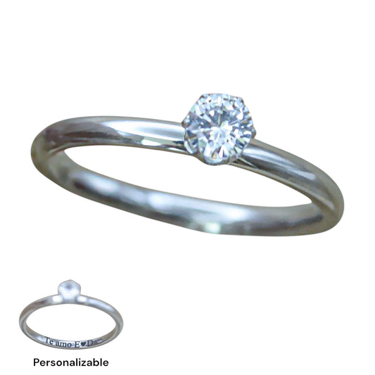 Anillo de promesa personalizado zirconia silver acero inoxidable