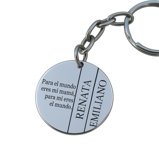 Llavero o collar personalizado para "papá" o "mamá" medalla circular con texto y nombres de hijos