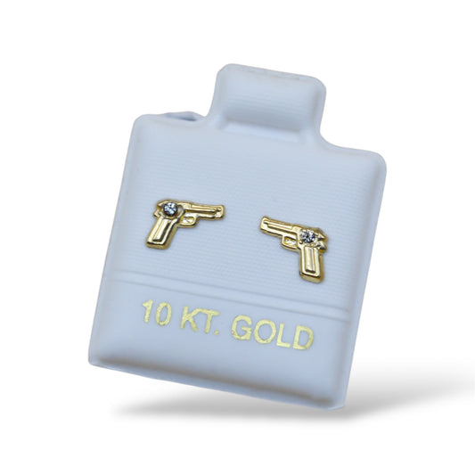 Broquel pistola zirconia mini - Oro 10K
