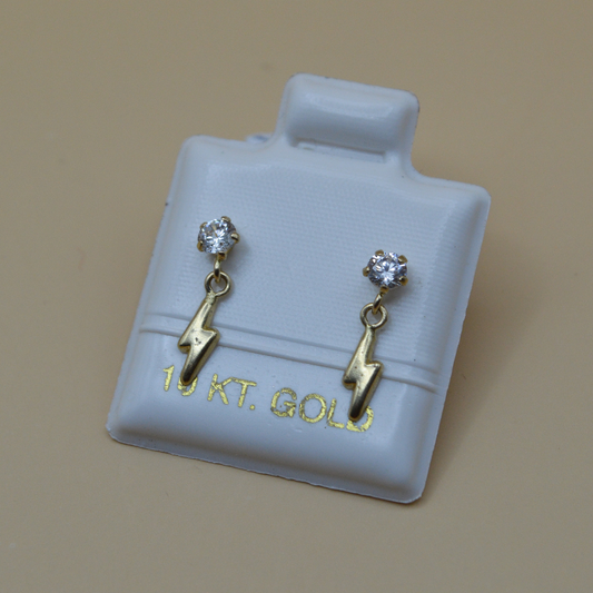 Broquel zirconia con rayo colgante - Oro 10K
