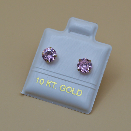 Broquel zirconia rosa mediana - Oro 10K