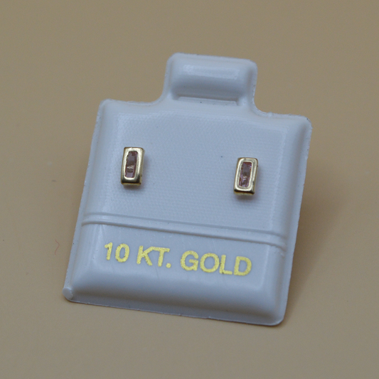Broquel zirconia rosa bicel baguette - Oro 10K